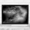 Horses Fog Mist Haze Vignette Animals Rider Wall Art Print