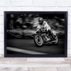 Motorbike Action Sport Helmet Blurry motion Wall Art Print