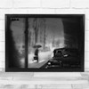Rain Car Street Taxi Umbrella Walking Rainy Wall Art Print