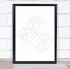 Roses Line-Art Flower Illustration Three 02 Wall Art Print