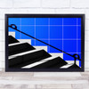 Stair Shadow Blue White Contrast Sun Escort Wall Art Print