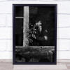 couple hugging black and white window vine Wall Art Print