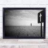 In The Upper Breeze Sign Beach Black White Wall Art Print