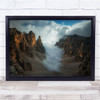 Mountains Fog Clouds Landscape Rocks Cliff Wall Art Print