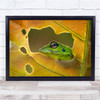 My Window frog peeking through yellow leaf Wall Art Print