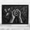 Old Hands Nest Feather Birds Black & White Wall Art Print