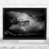 Alps Dark Alp mountains fog Black & White Wall Art Print