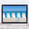 Cabins Blue and White Sea Beach Sandy Sky Wall Art Print