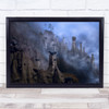 Landscape Mystic trees cliff moody cloudy Wall Art Print