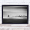 Mongolia Rider black and white horse herd Wall Art Print