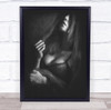 Regret woman black and white covered eyes Wall Art Print