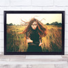 Stay With The Wind Woman Messy hair Field Wall Art Print