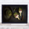 still life aerial Artichokes kitchen half Wall Art Print