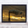 Bird Sunrise Birds Sky Pollution Chimney Wall Art Print