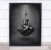Drop naked man shiny body pose curled up Wall Art Print