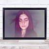 Red Flame Woman eyes closed hair blowing Wall Art Print