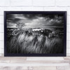 Tree and Grass landscape black and white Wall Art Print