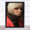 woman turtle neck blonde hair stare pose Wall Art Print