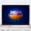 Jellyfish Underwater Blue Violet Yellow Wall Art Print