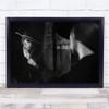 The Mirror Woman in hat Black and white Wall Art Print