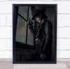 The Wolf black jacket and hat by window Wall Art Print The Wolf black jacket and hat by window Wall Art Print