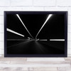 White lights dark tunnel transportation Wall Art Print