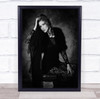 Black Lace clothing model pose sitting Wall Art Print