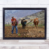 Countryside Farmer Seeds Ox Labor Work Wall Art Print