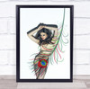 Firebird woman posing colourful leaves Wall Art Print