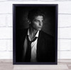 Man in suit unbuttoned shirt look away Wall Art Print