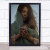 Cybele woman in wind green silk scarf Wall Art Print