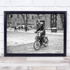 Cyclist black and white person street Wall Art Print Cyclist black and white person street Wall Art Print