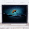 Macro Leaf Blue Branch Twig Rain Drop Wall Art Print