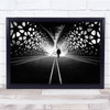 Man Walking Road Patterns Black White Wall Art Print