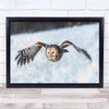 Owl flying snow wings action patterns Wall Art Print