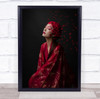 Red Butterfly woman eyes closed pose Wall Art Print