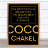Black & Gold Coco Chanel Best Things In Life Quote Wall Art Print
