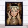 Woman make up jewellery gold pendant Wall Art Print