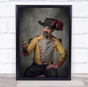 Clock Man fancy dress yellow jacket Wall Art Print