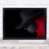 Red Portrait Profile Hat Scarf Lips Wall Art Print