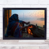 River Winter Morning Cold Fire Warm Wall Art Print