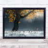 Landscape Tree Golden Leaves Field Wall Art Print