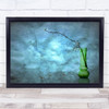 Green vase flower blue background Wall Art Print