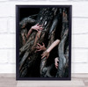 scary hands grabbing trees zombie Wall Art Print