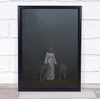 Girl in white dress wolves eerie Wall Art Print