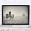 Man Camels on a cold misty path Wall Art Print