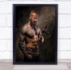 topless Viking Stare axe Tattoo Wall Art Print