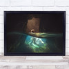 Woman Sea Water Underwater cave Wall Art Print