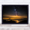 galaxy stars sunrise mountains Wall Art Print