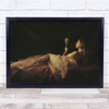 Woman With Mirror Laying dress Wall Art Print